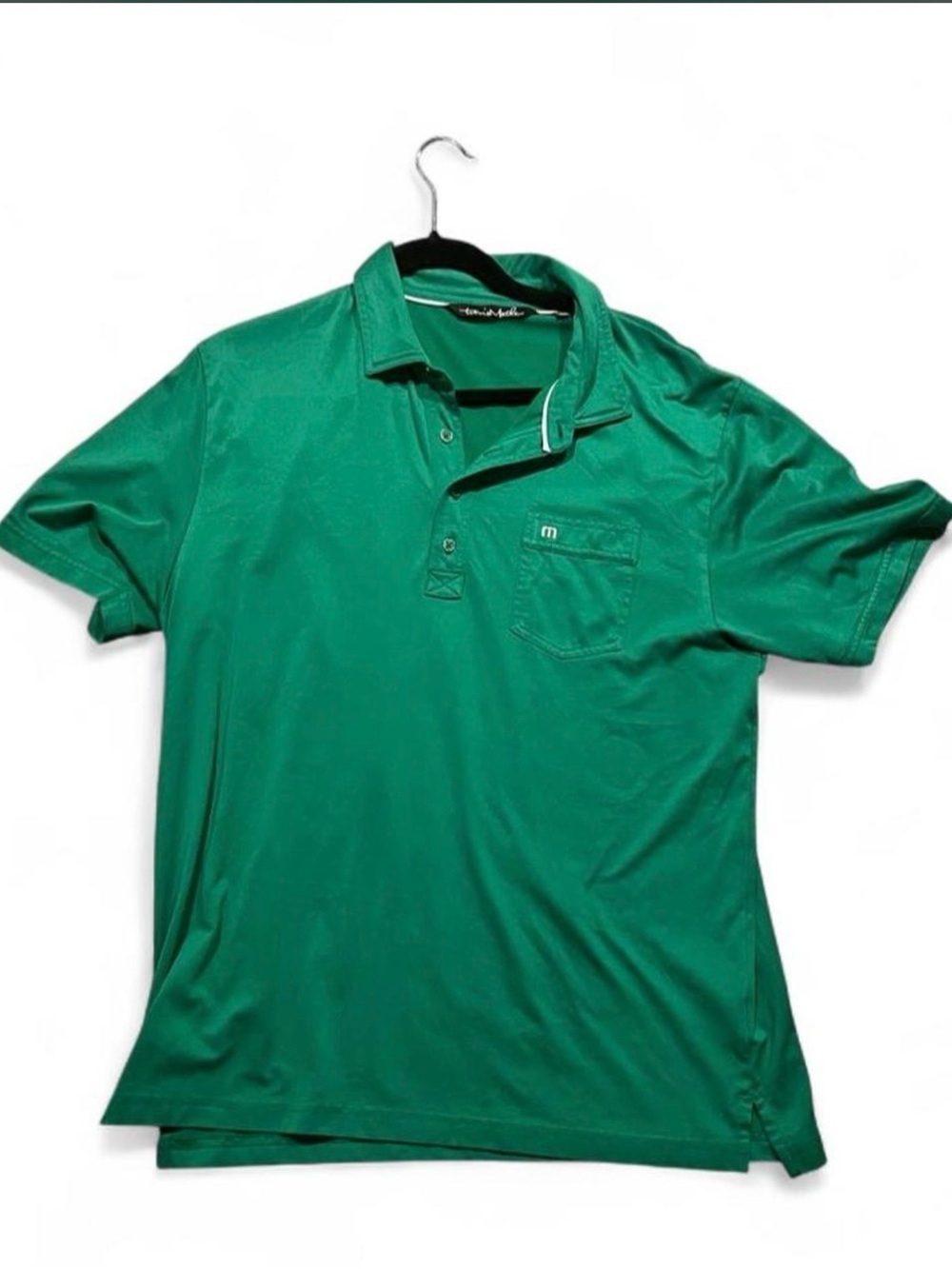 Travis Mathew Men's Green Short-Sleeve Polo with Chest Pocket